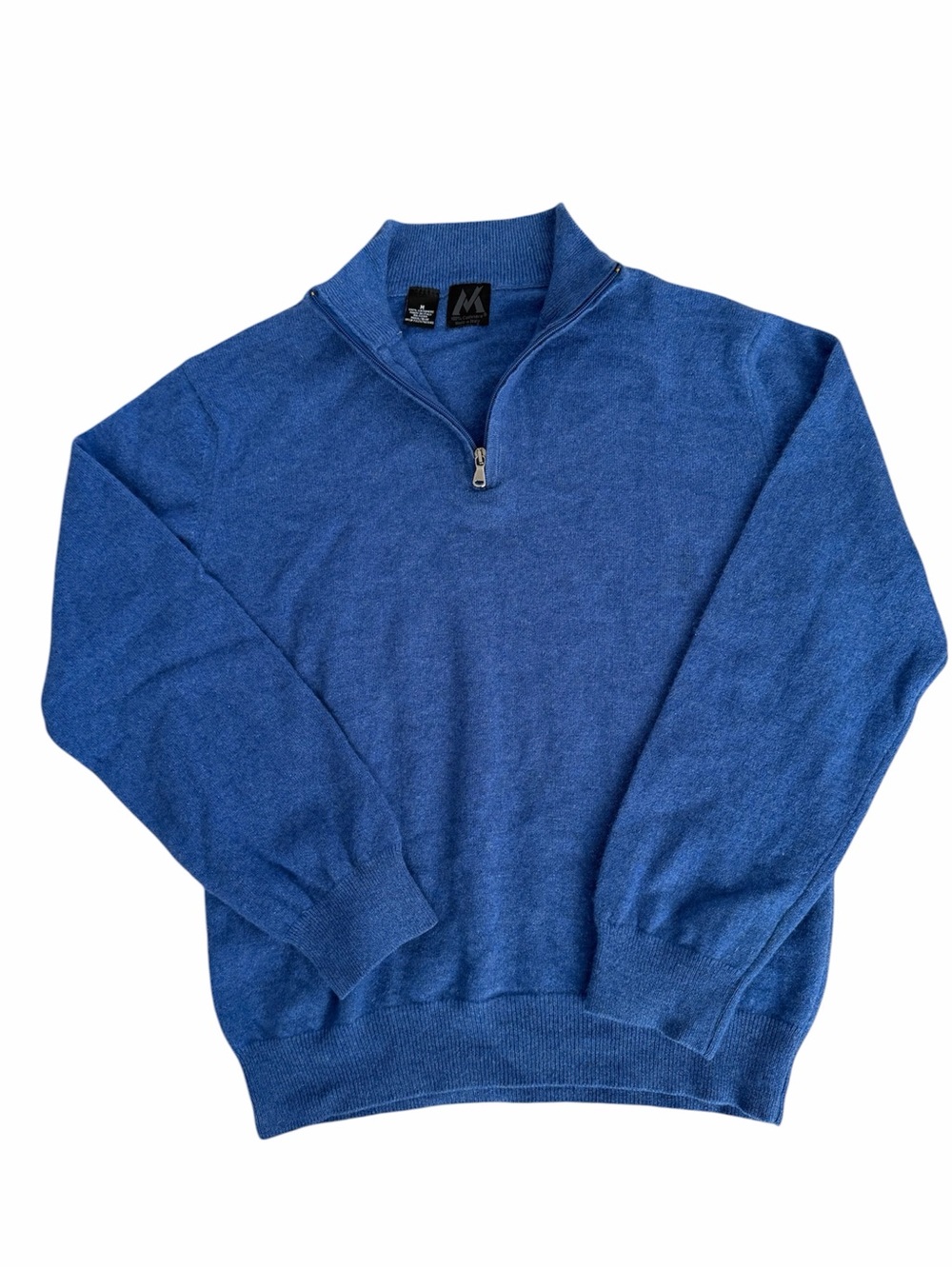 100% Cashmere Women’s Quarter Zip Sweater Made in Italy – Blue